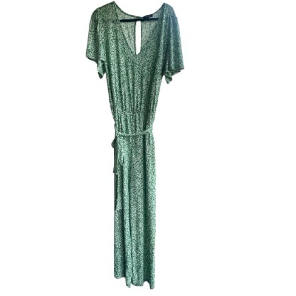 1.STATE Green Floral Flutter Sleeve Wide Leg Jumpsuit‎ Plus Size 1X NWT
